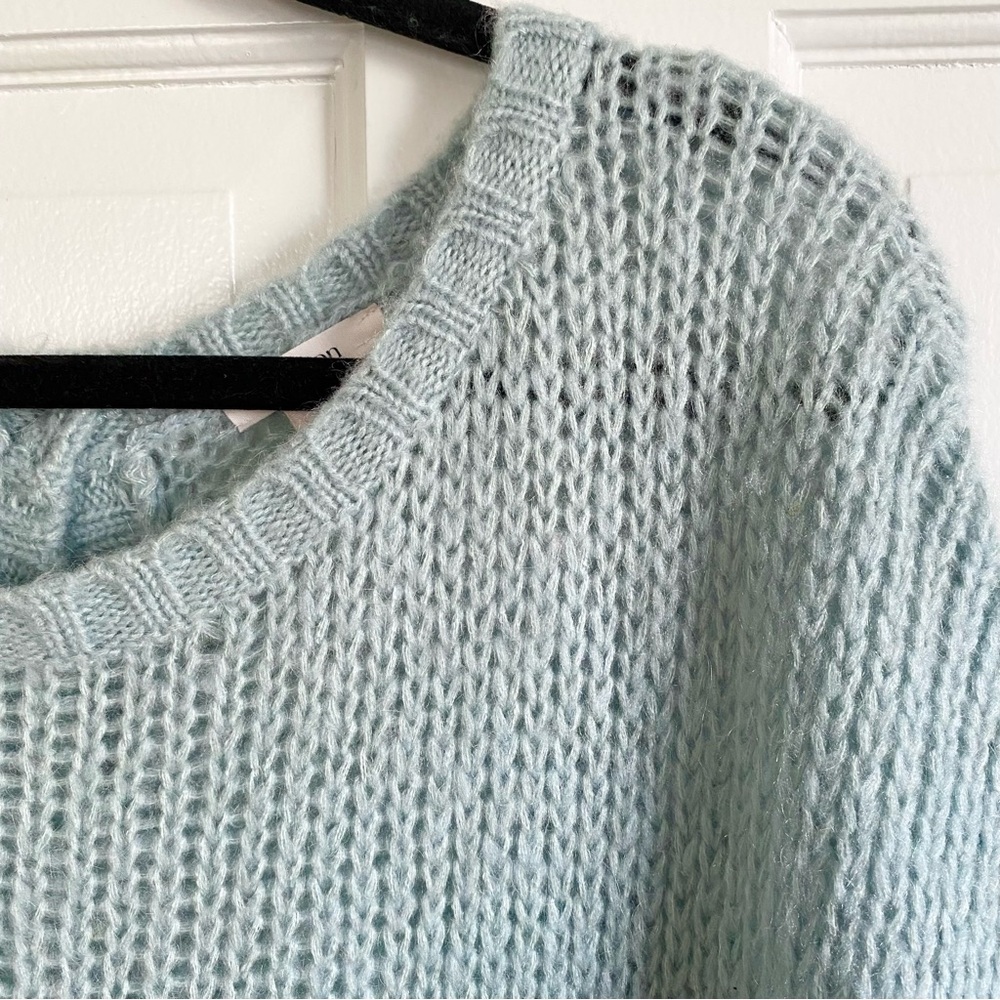 Caslon Knit Button Back Mohair Sweater Womens Size Large Seafoam Cozy Cottage - Picture 3 of 11